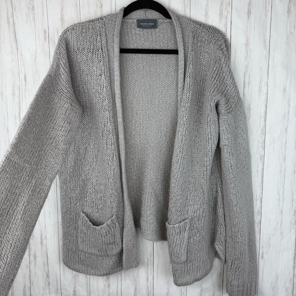 Anthropologie Wooden Ships gray open knit sweater M/L - Picture 1 of 6